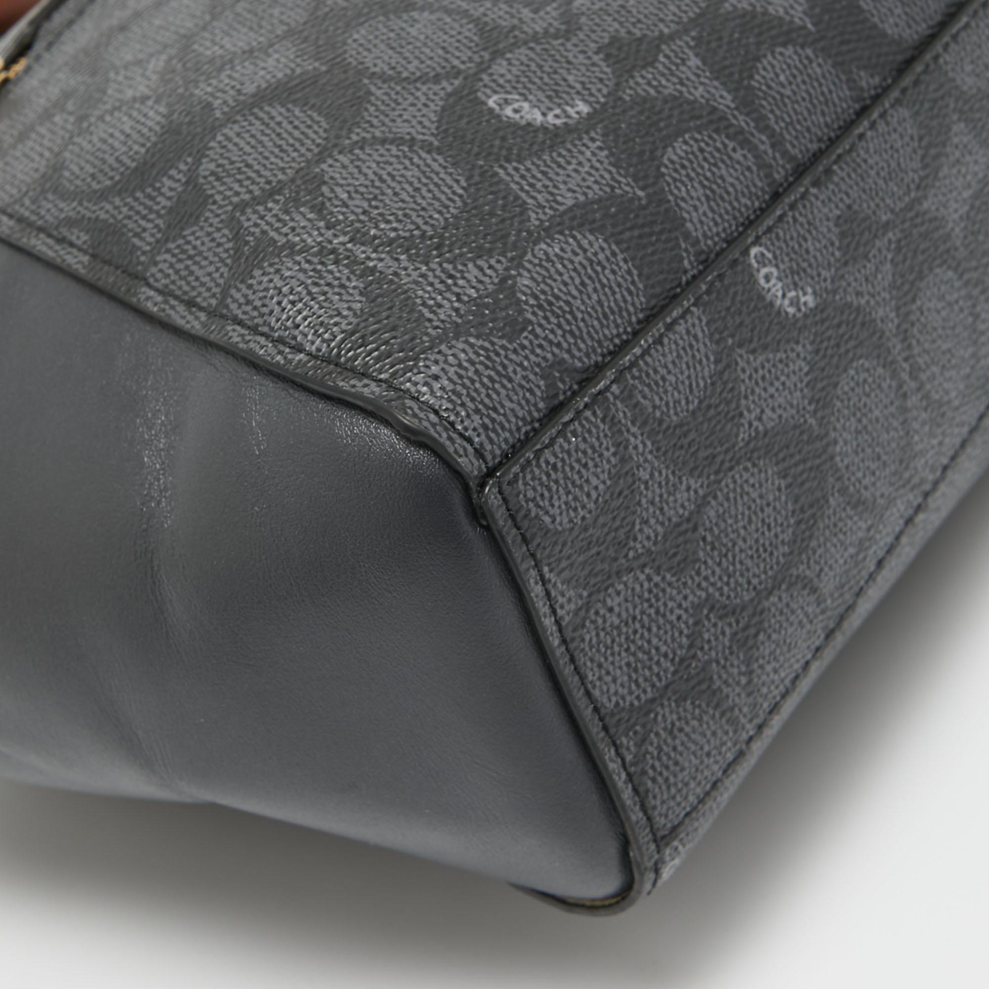Coach Black Signature Coated Canvas and Leather Prairie Satchel 6