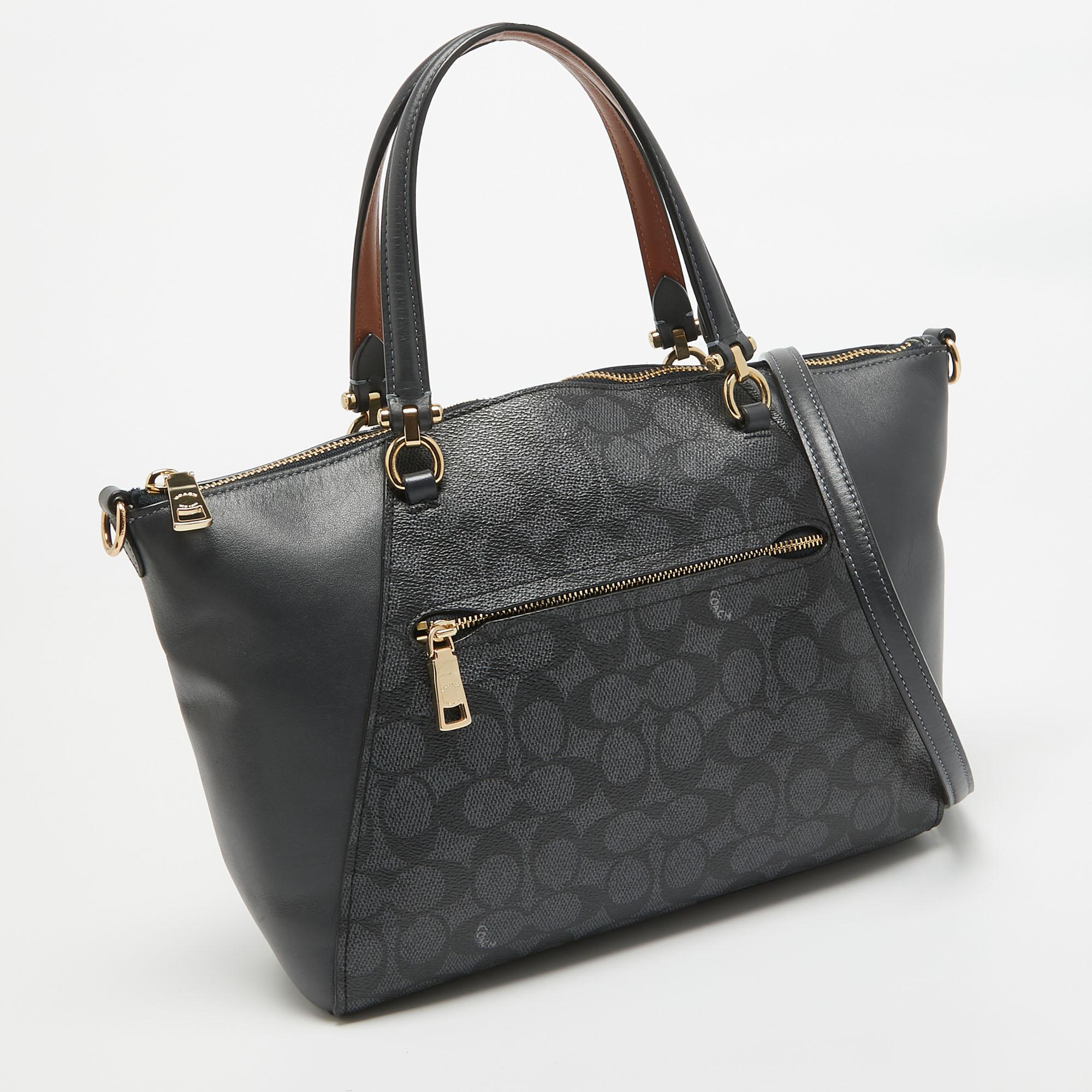 Coach Black Signature Coated Canvas and Leather Prairie Satchel In Good Condition In Dubai, Al Qouz 2