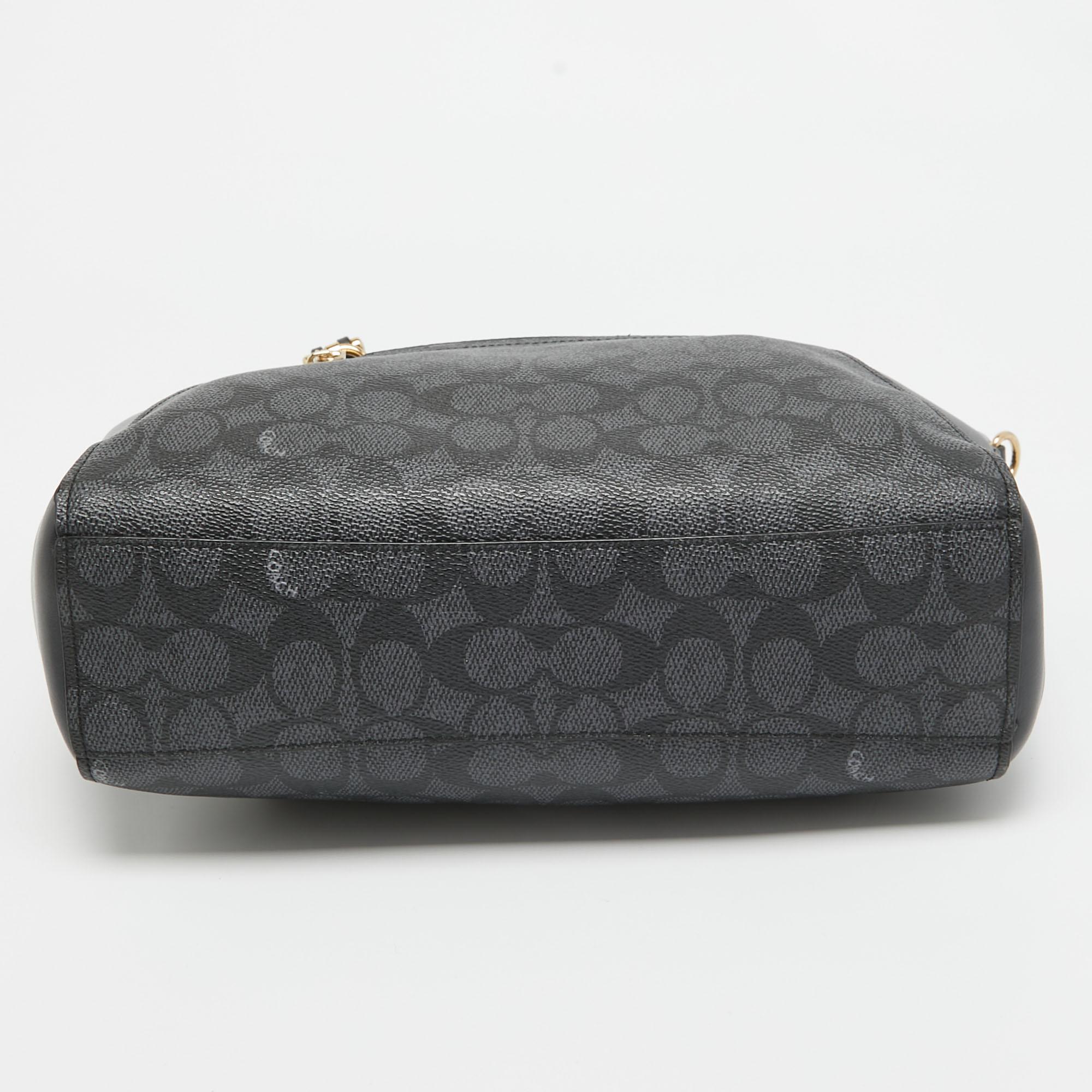 Coach Black Signature Coated Canvas and Leather Prairie Satchel 2