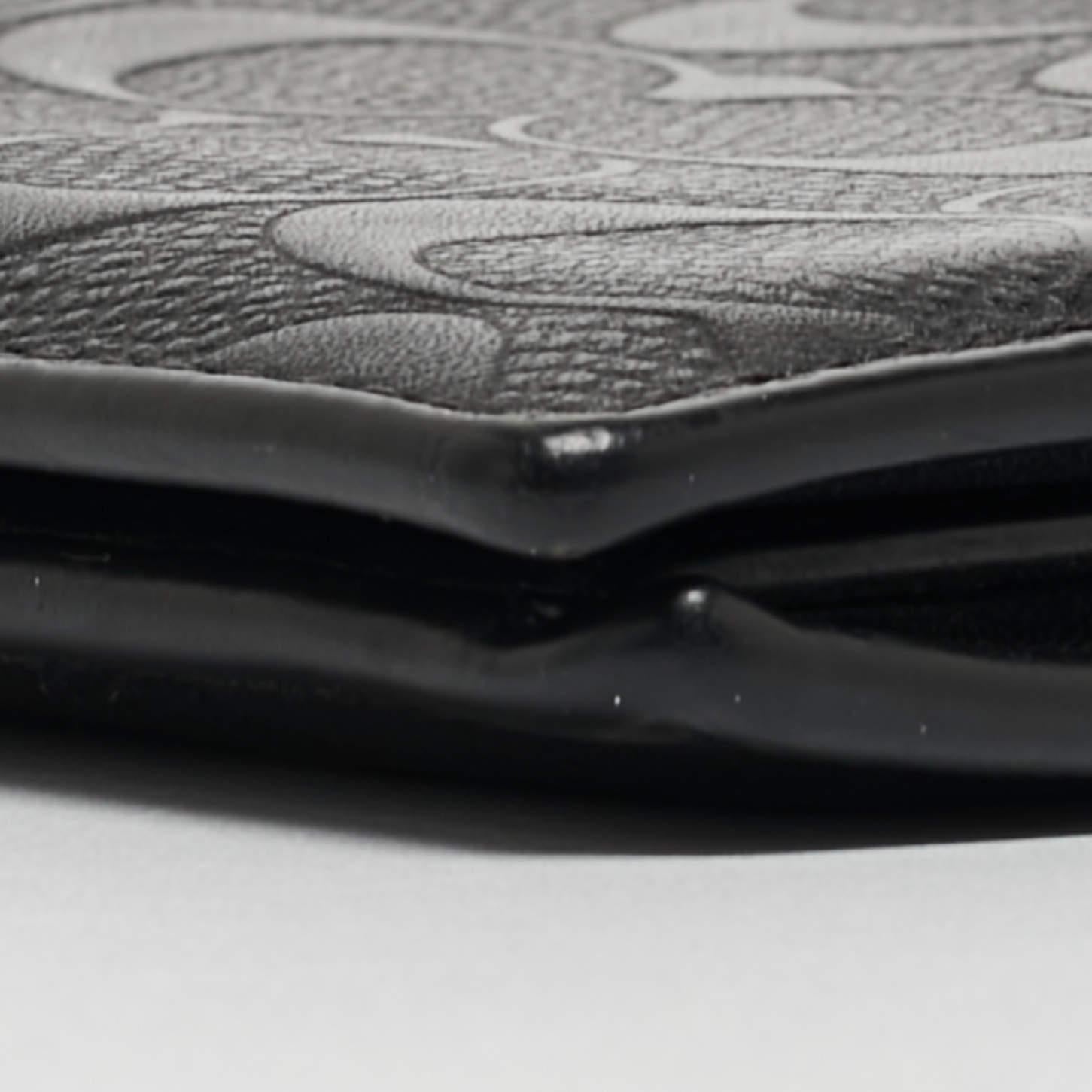 Coach Black Signature Embossed Leather Bifold Wallet For Sale 5