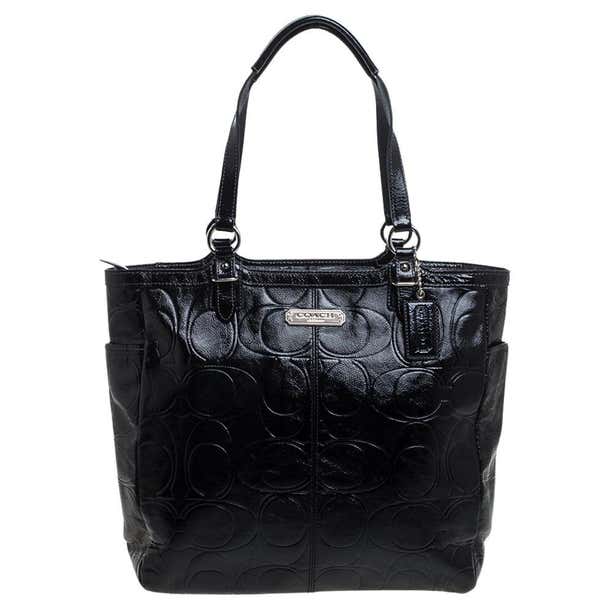 Coach Black Signature Embossed Patent Leather Gallery Tote at 1stDibs
