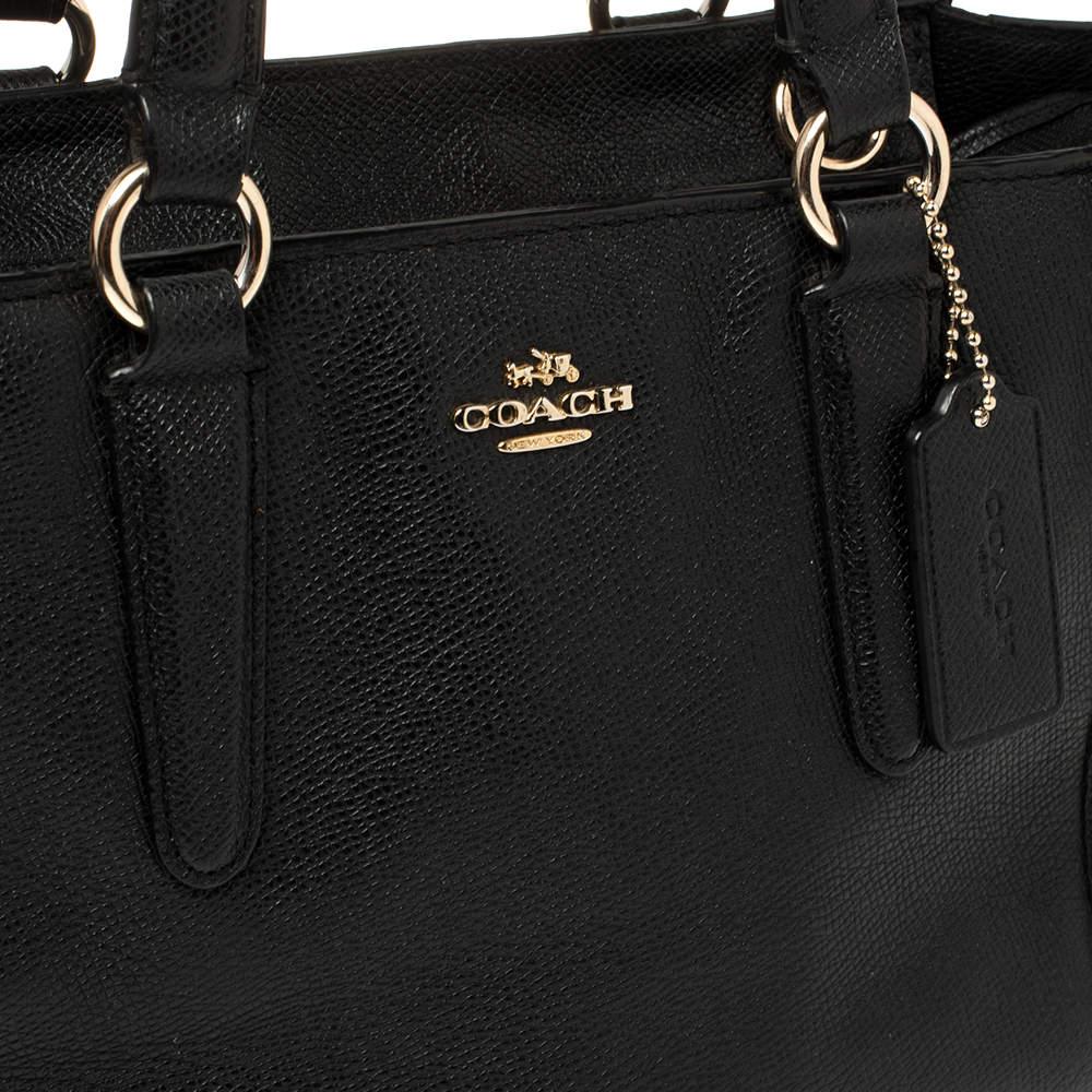 De las mujeres Coach Tote Crosby de piel texturizada negra