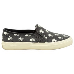 Coach Black & White Floral Print Slip-On Sneakers