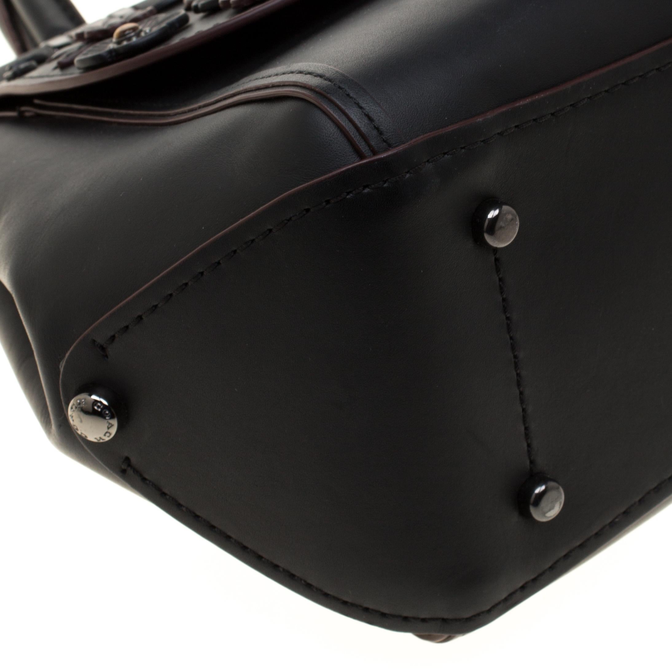 Coach Black Willow Floral Leather Drifter Satchel 4