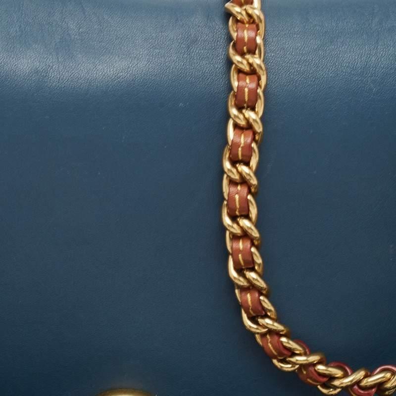 Women's Coach Blue/Brown Leather Dinky Crossbody Bag