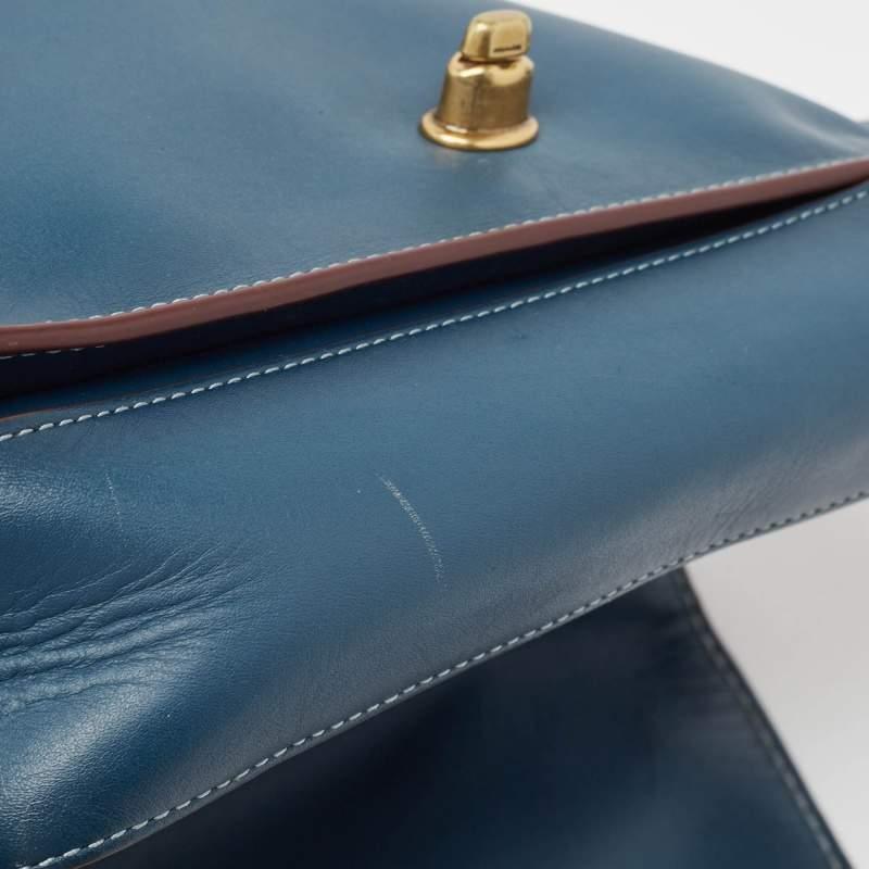 Coach Blue/Brown Leather Dinky Crossbody Bag 1