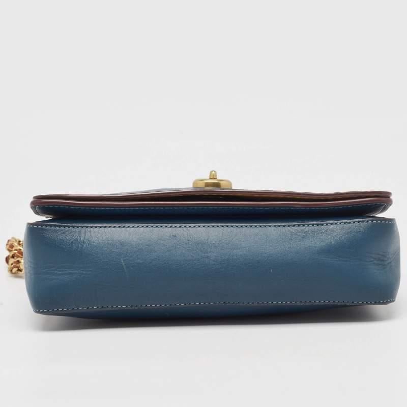 Coach Blue/Brown Leather Dinky Crossbody Bag 2