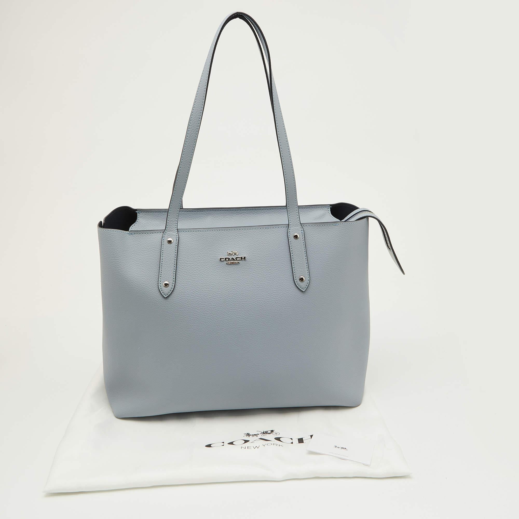 Coach Blue Leather Central Zip Shopper Tote 6