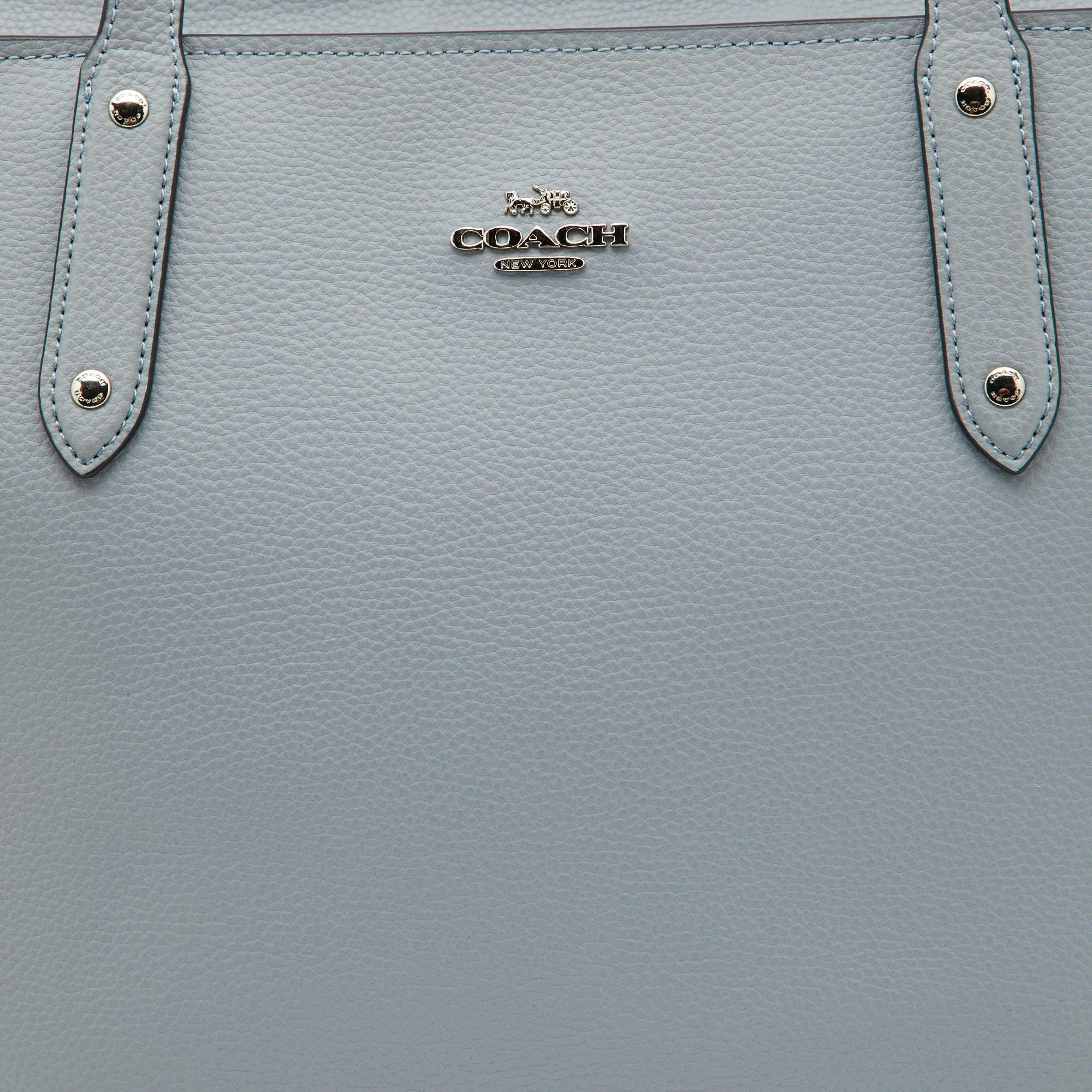 Coach Blue Leather Central Zip Shopper Tote 3