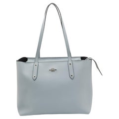 Coach Blue Leather Central Zip Shopper Tote