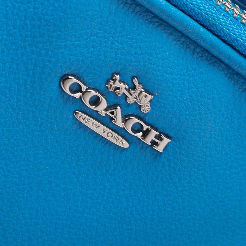 Coach Blue Leather Double Zip Camera Crossbody Bag 3