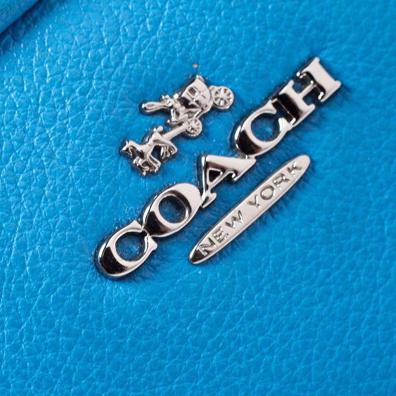 Women's Coach Blue Leather Double Zip Camera Crossbody Bag