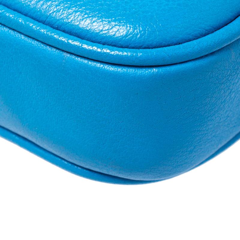 Coach Blue Leather Double Zip Camera Crossbody Bag 2