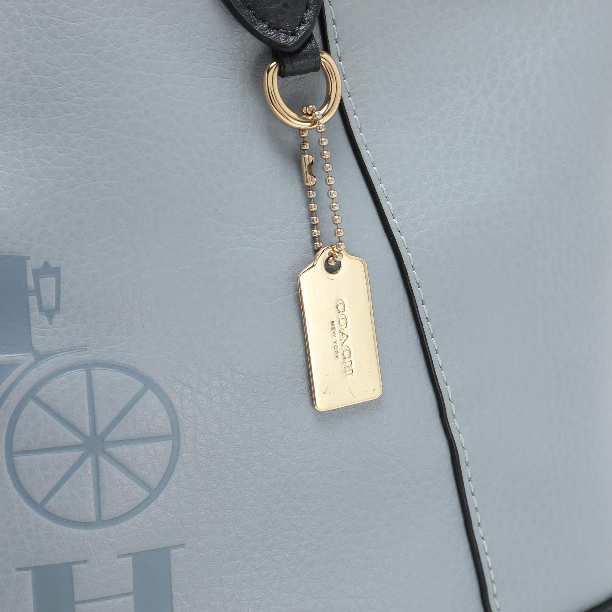 Women's Coach Blue Leather Horse And Carriage Tote For Sale
