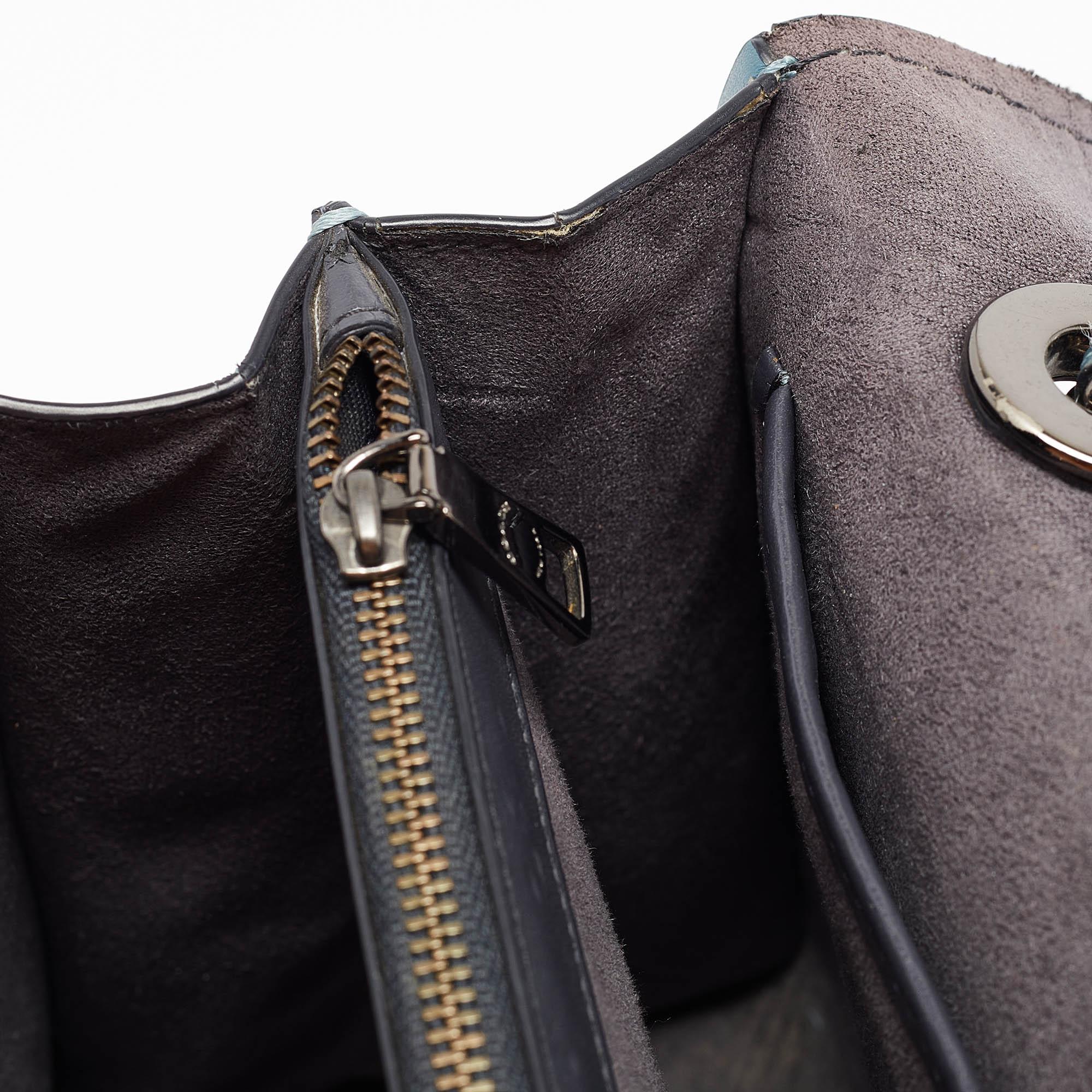 Coach Blue Leather Small Parker Chain Flap Shoulder Bag 5