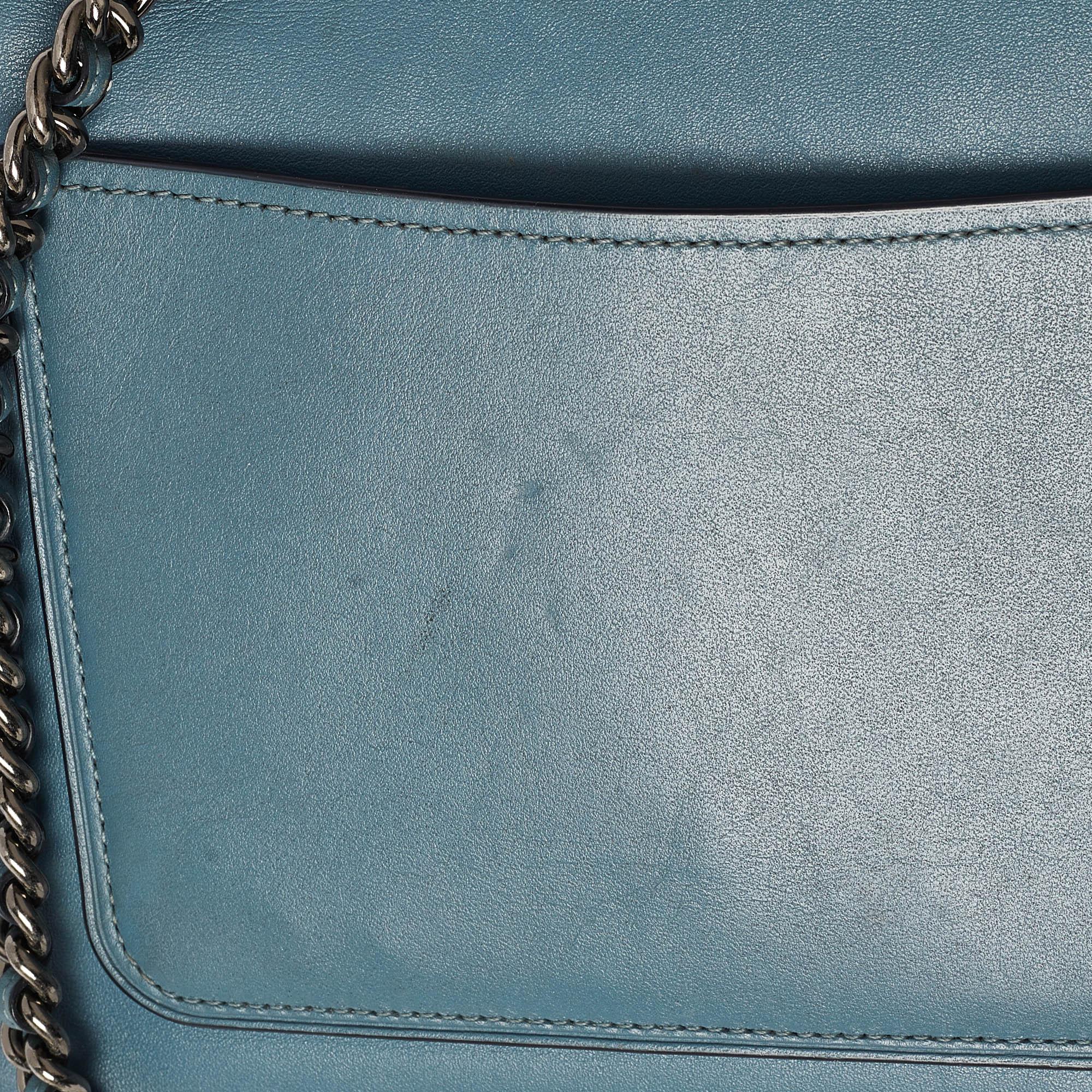 Coach Blue Leather Small Parker Chain Flap Shoulder Bag 3