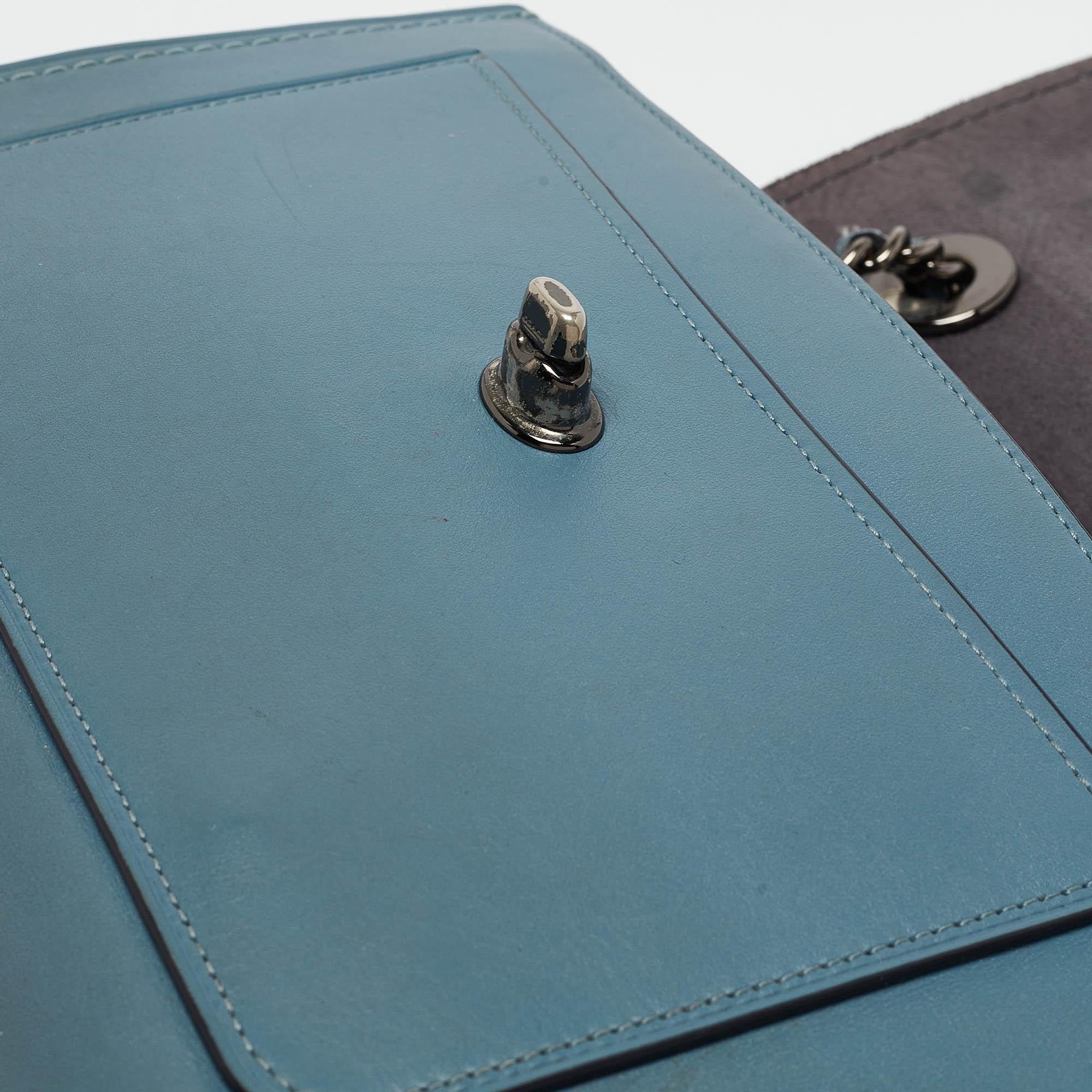 Coach Blue Leather Small Parker Chain Flap Shoulder Bag 4