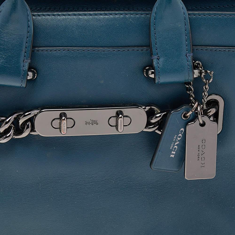 Women's Coach Blue Patch Embellished Leather Swagger 27 Carryall Satchel