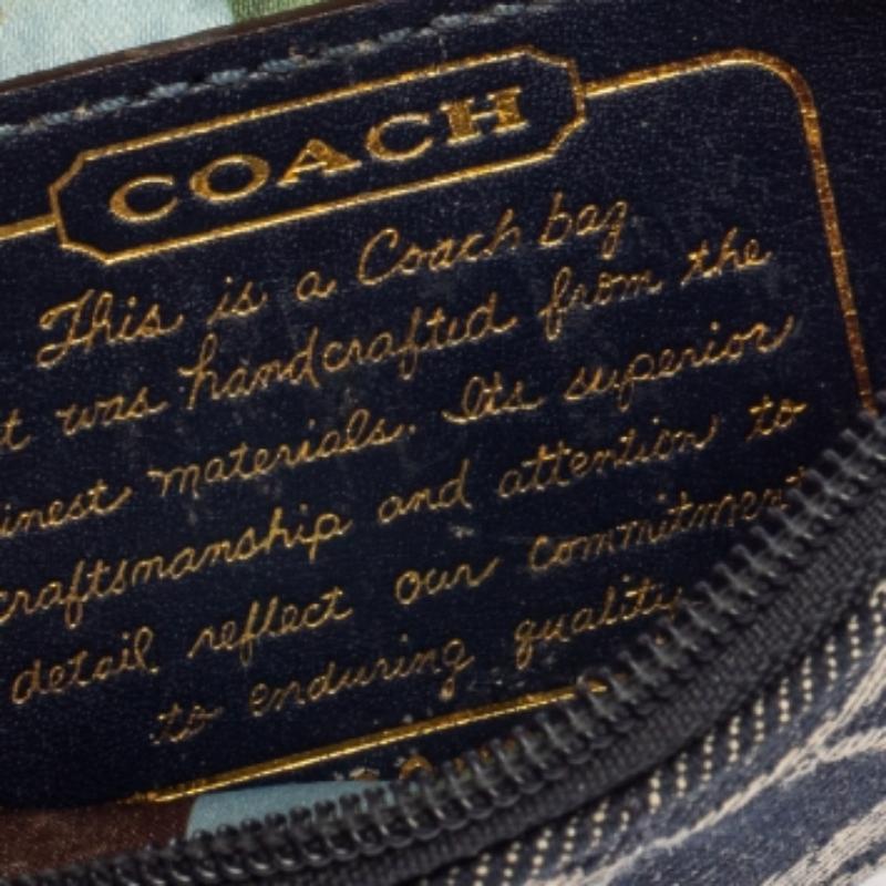 Black Coach Blue Signature Canvas and Patent Leather Wristlet Clutch For Sale
