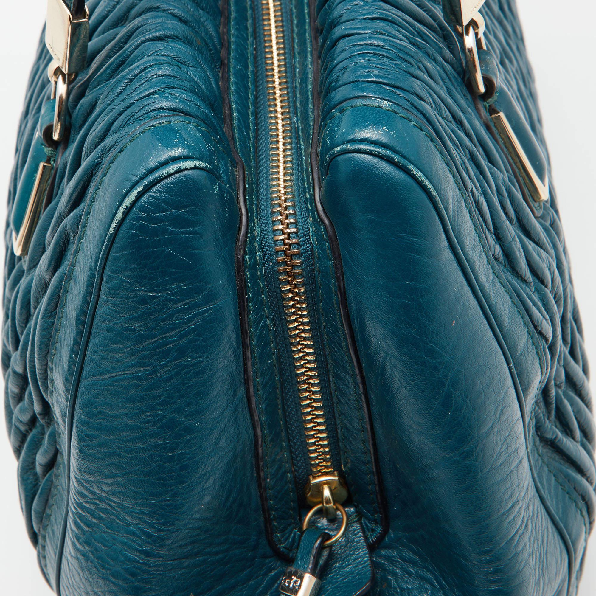Coach Blue Twist Gathered Leather Madison Madeline Eastwest Satchel For Sale 2