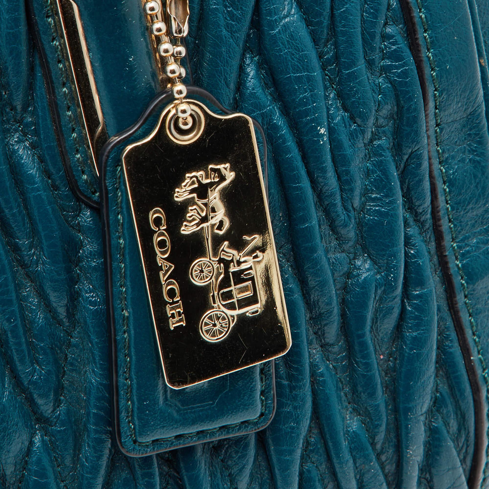 Coach Blue Twist Gathered Leather Madison Madeline Eastwest Satchel For Sale 4