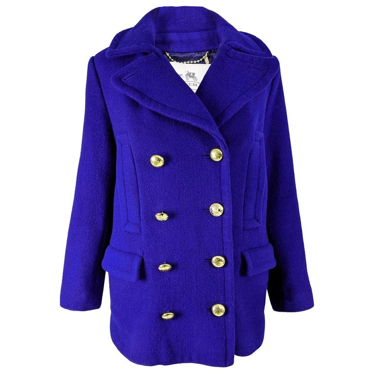 Coach Blue Wool Blend Womens Pea Coat For Sale at 1stDibs womens navy