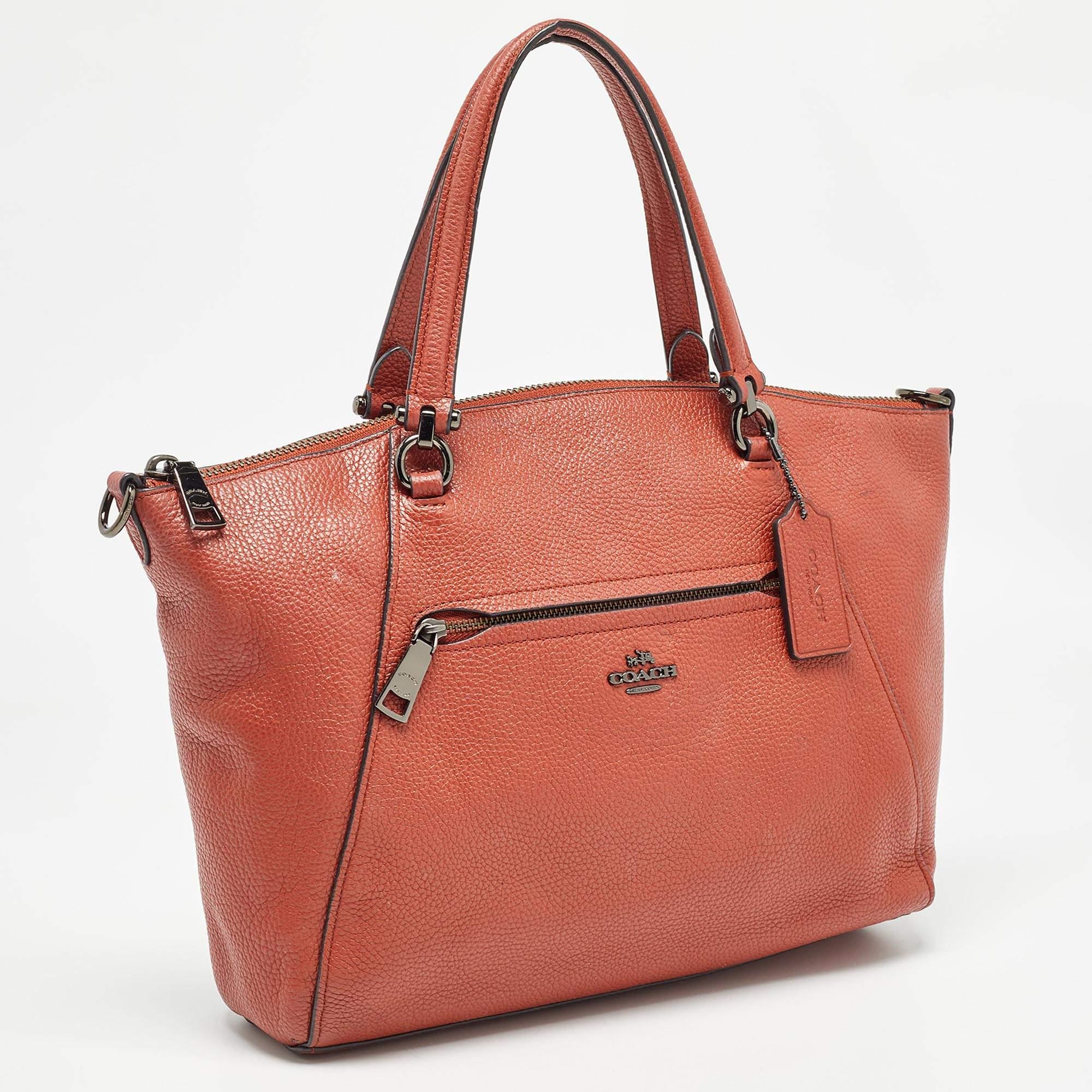 Coach Brick Brown Leather Prairie Satchel In Fair Condition For Sale In Dubai, Al Qouz 2