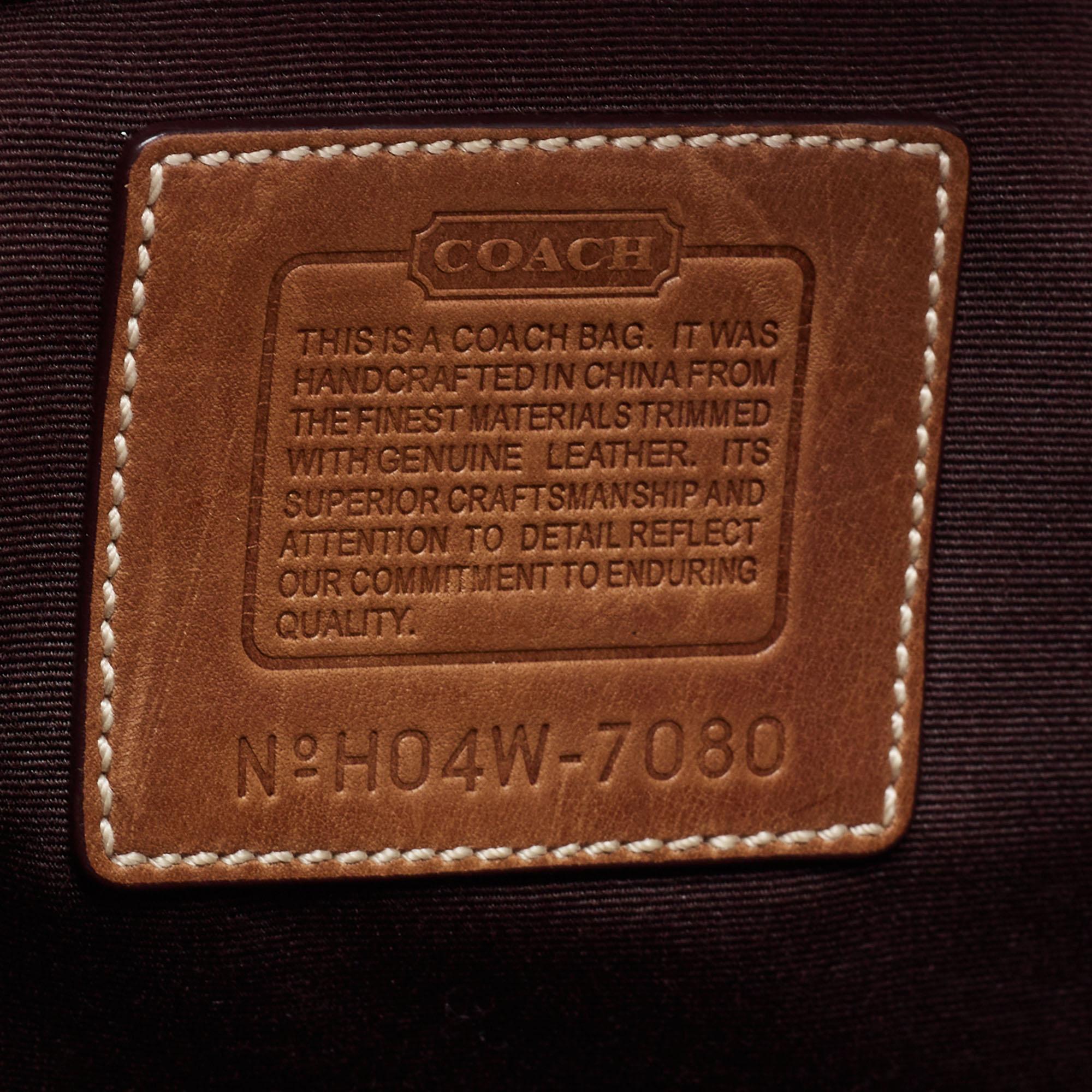 Coach Brown/Beige Signature Canvas and Leather Flap Buckle Satchel 4