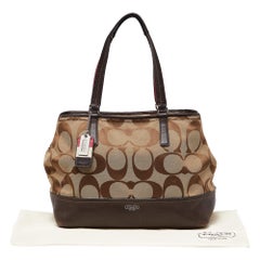 Coach Brown/Beige Signature Canvas and Leather Hamptons Weekend Tote
