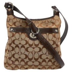 Bolso Crossbody Coach de lona y charol marrón/beige Signature