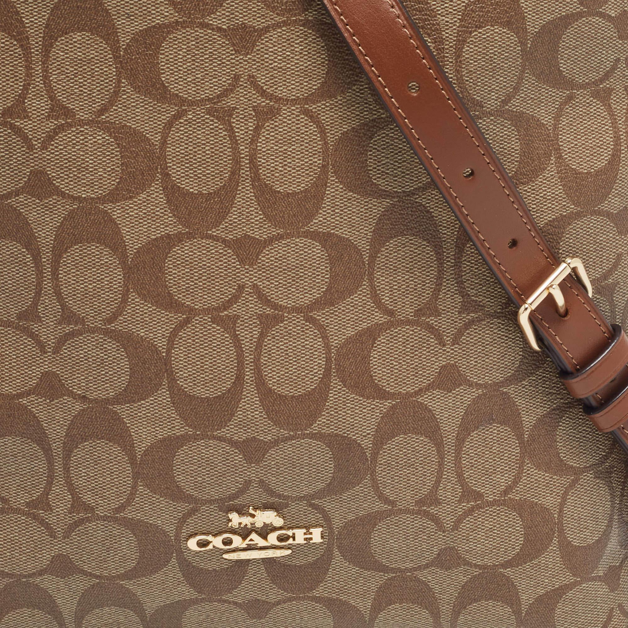 Coach Brown/Beige Signature Coated Canvas Abby Duffle Shoulder Bag 1