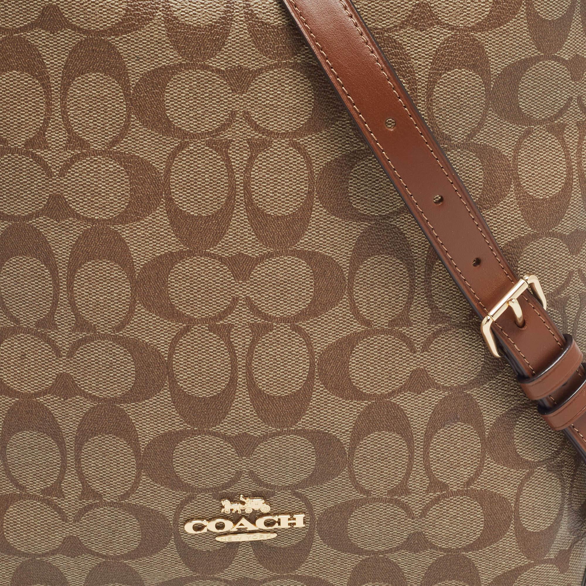 Coach Brown/Beige Signature Coated Canvas Abby Duffle Shoulder Bag 2