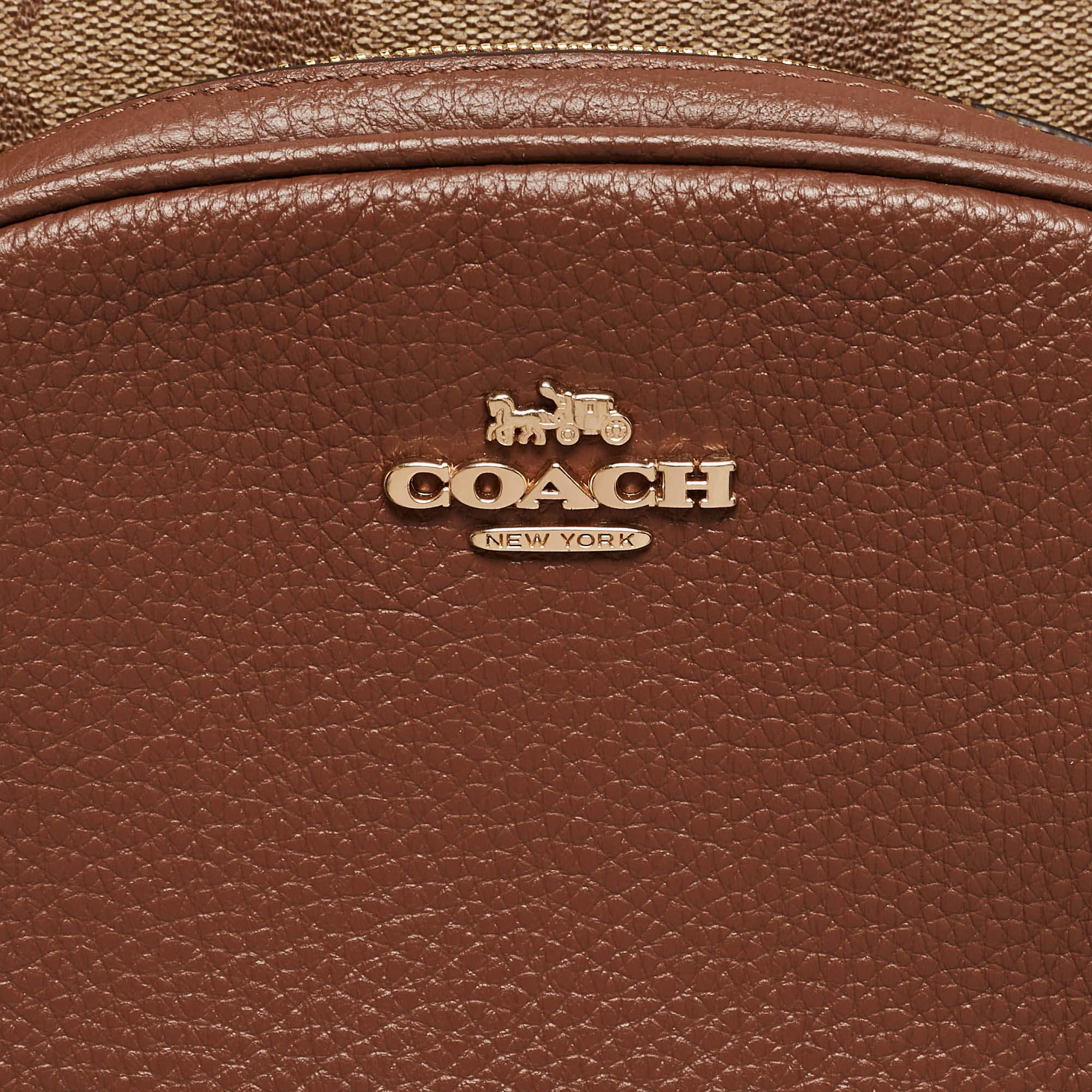 Coach Brown/Beige Signature Coated Canvas and Leather Court Backpack 6