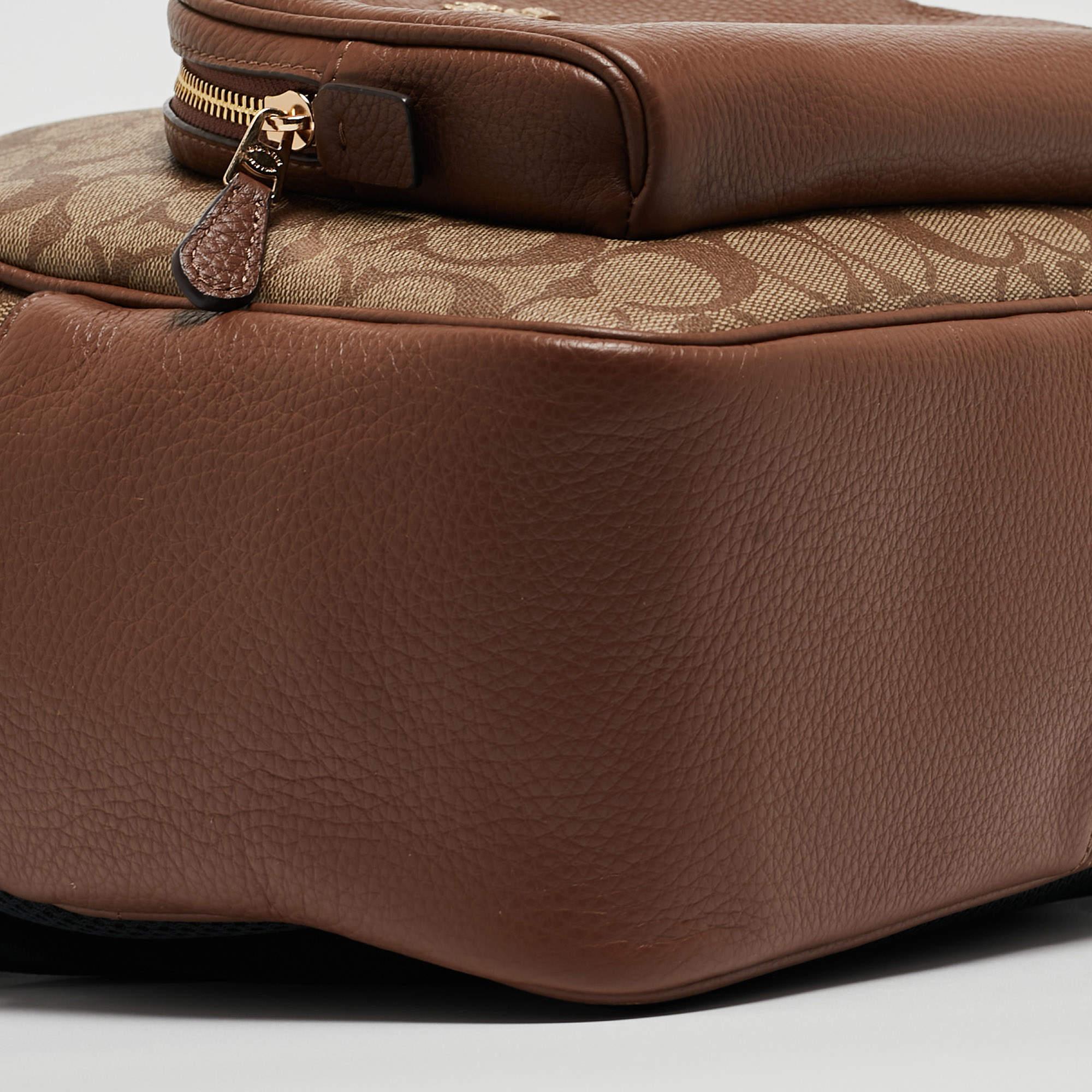 Coach Brown/Beige Signature Coated Canvas and Leather Court Backpack 2