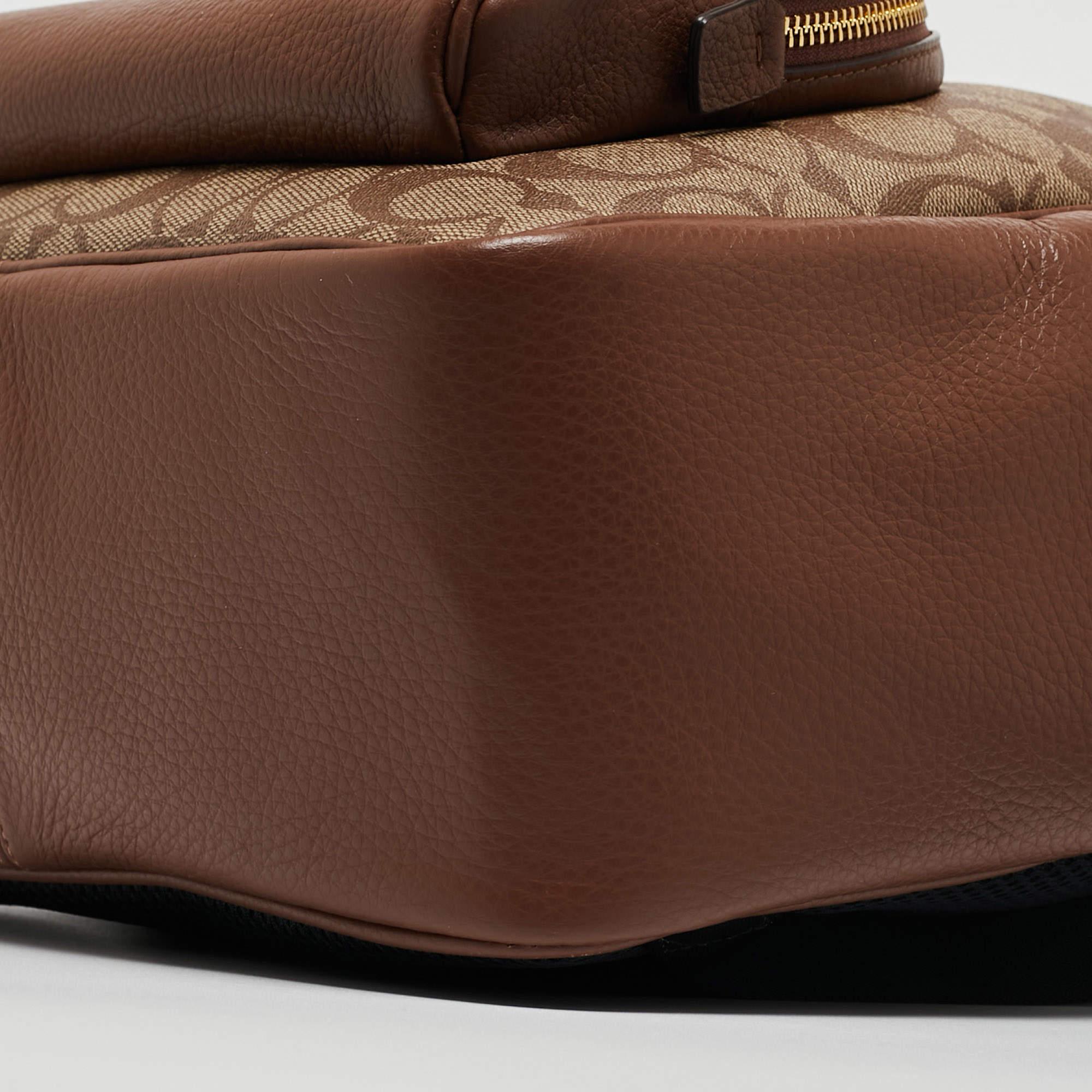 Coach Brown/Beige Signature Coated Canvas and Leather Court Backpack 3