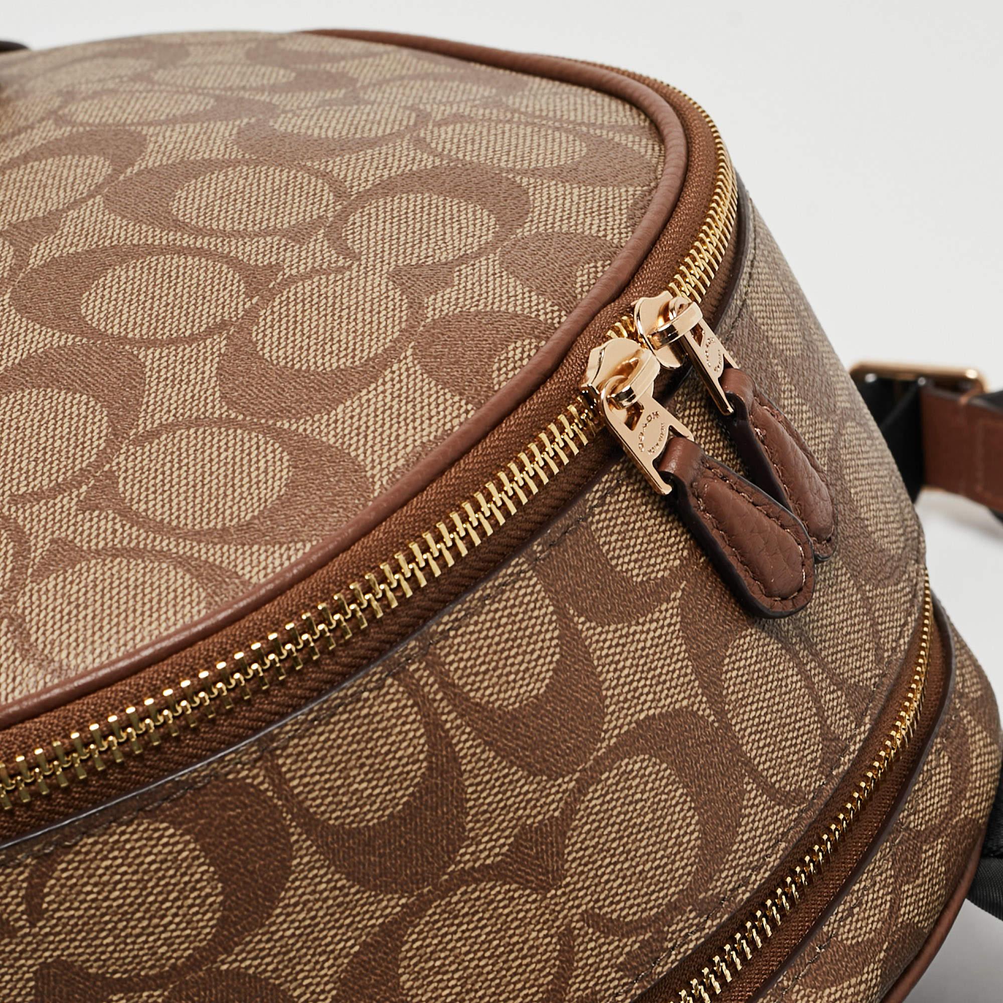 Coach Brown/Beige Signature Coated Canvas and Leather Court Backpack 4