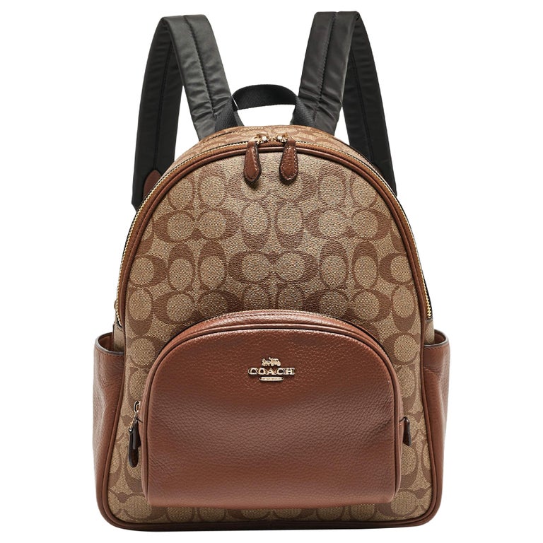Coach Brown/Beige Signature Coated Canvas and Leather Court Backpack at  1stDibs