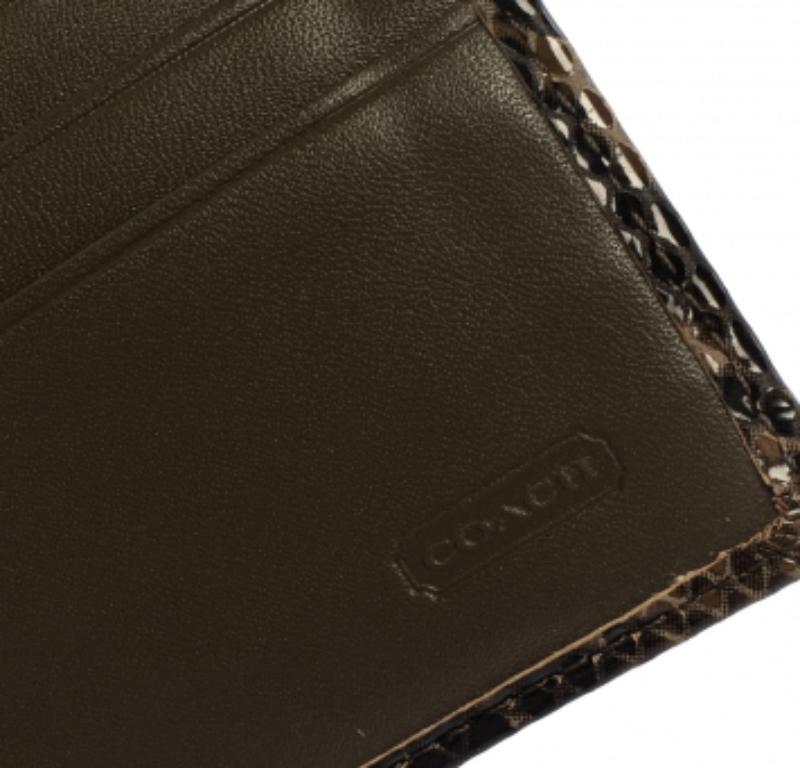 Coach Brown/Black Python Embossed Leather Soho Continental Wallet For Sale 6