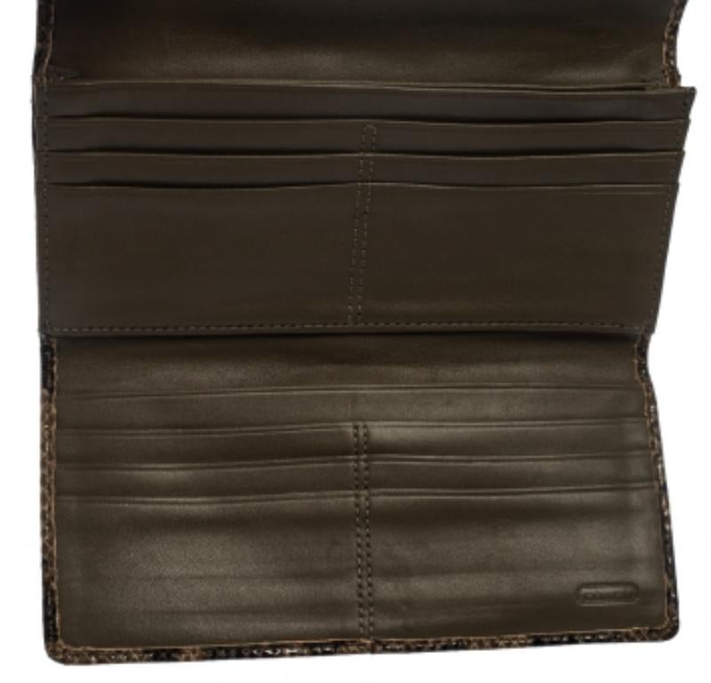 Coach Brown/Black Python Embossed Leather Soho Continental Wallet For Sale 7