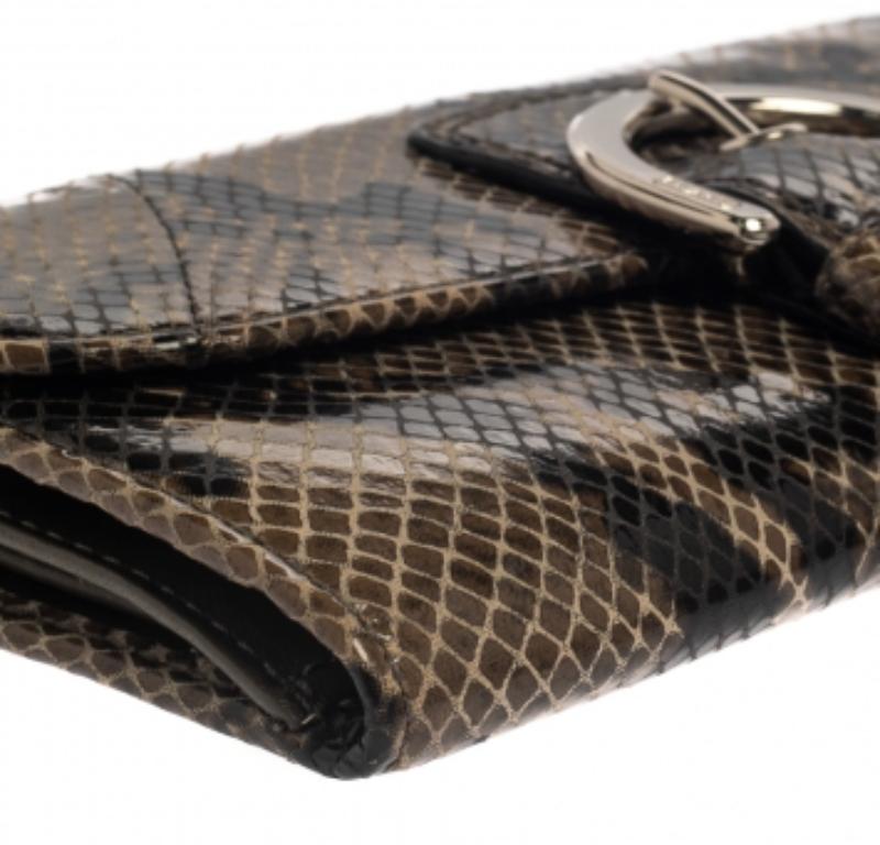 Coach Brown/Black Python Embossed Leather Soho Continental Wallet For Sale 2