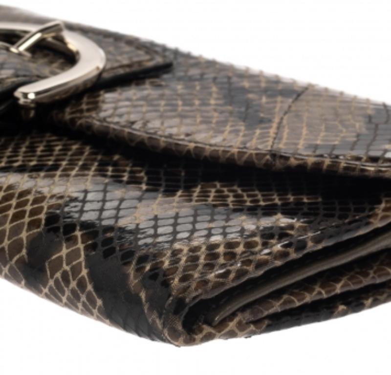 Coach Brown/Black Python Embossed Leather Soho Continental Wallet For Sale 3
