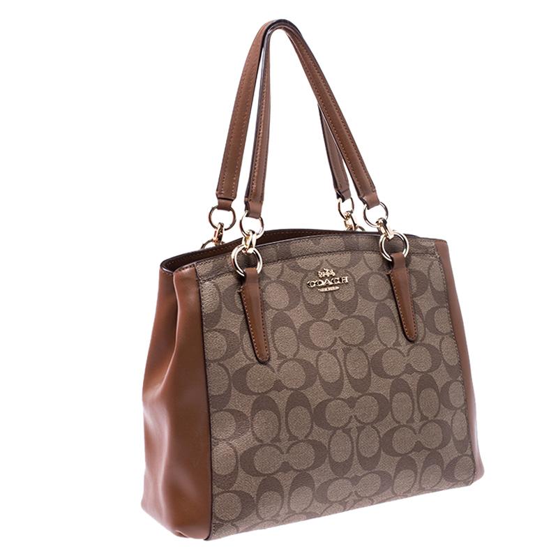 Coach Brown Coated Canvas and Leather Carryall Satchel 1