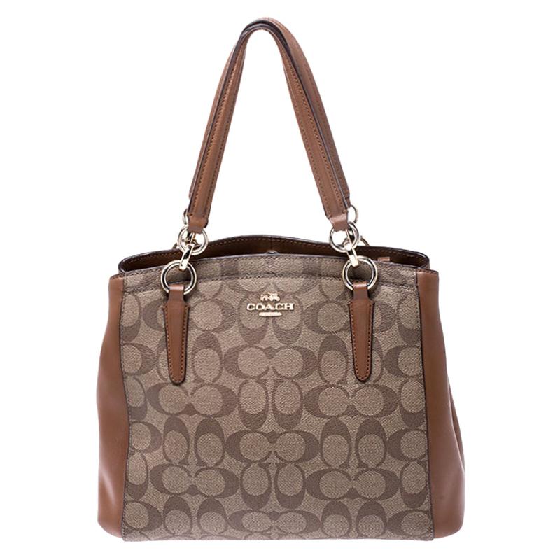 Coach Brown Coated Canvas and Leather Carryall Satchel