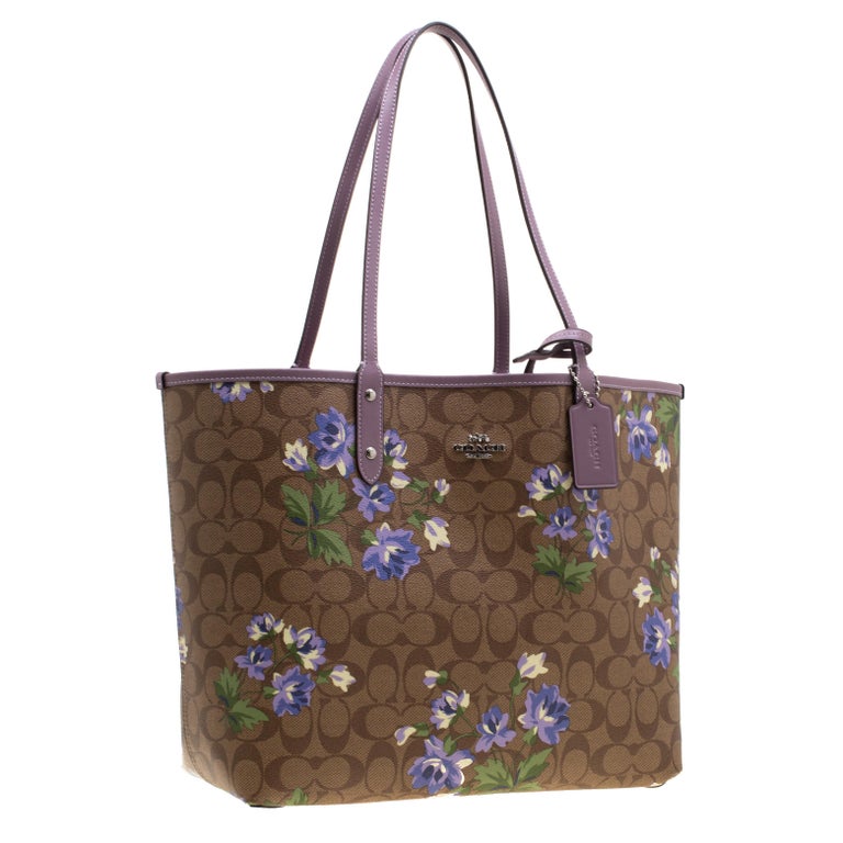 Coach purse with purple flowers clearance