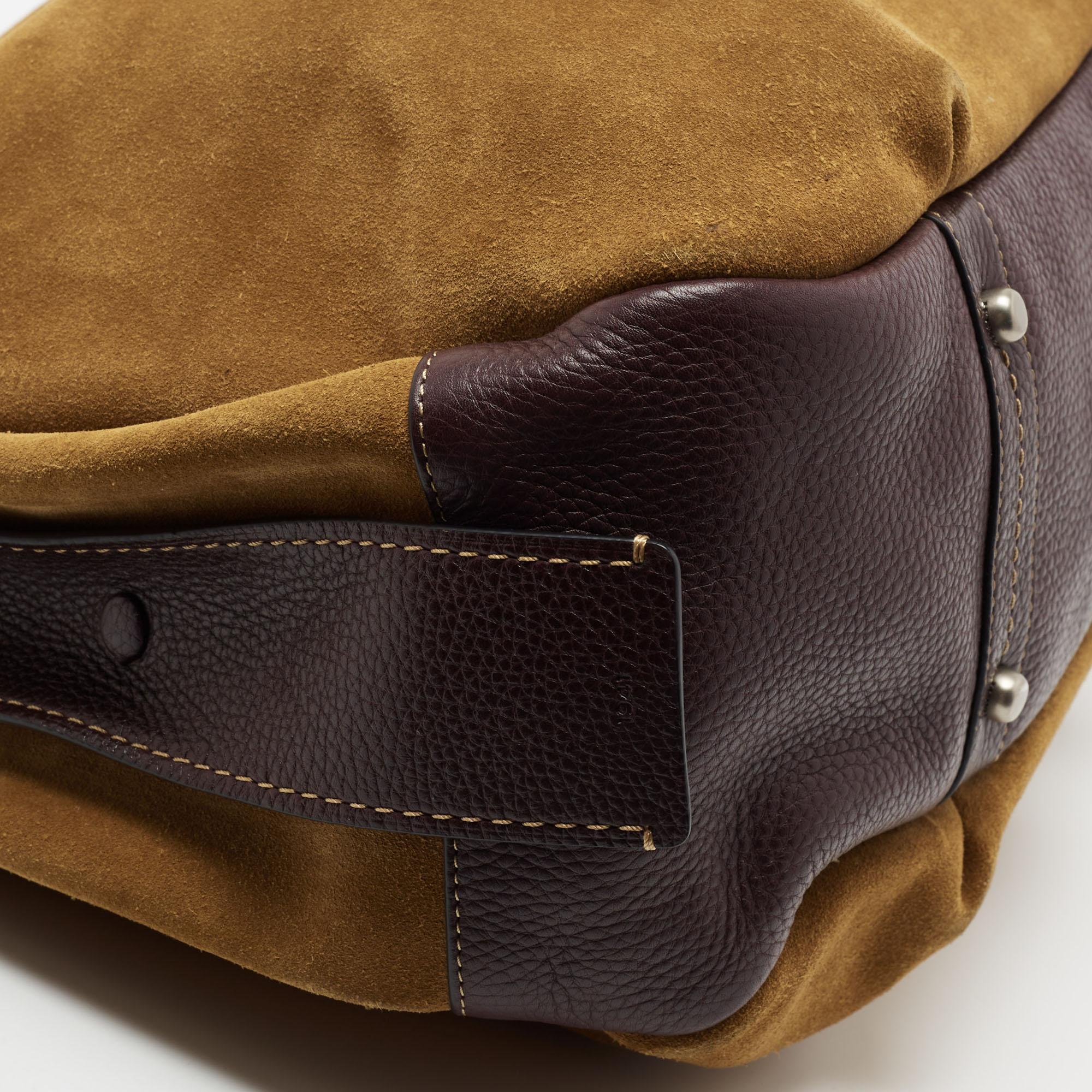 Coach Brown Leather and Suede Bandit Hobo In Good Condition In Dubai, Al Qouz 2