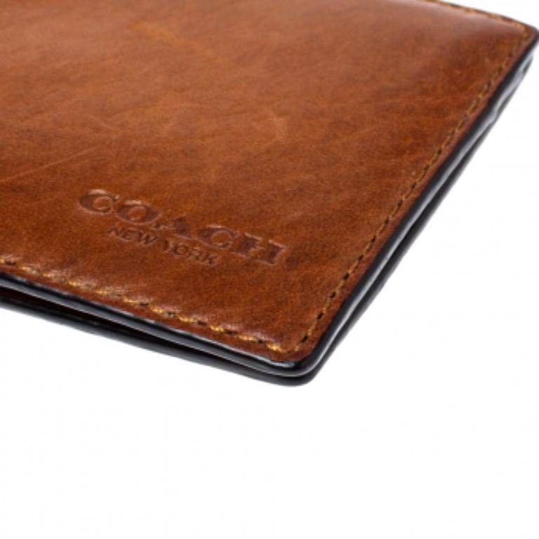 Coach Brown Leather Bifold Card Holder For Sale 5