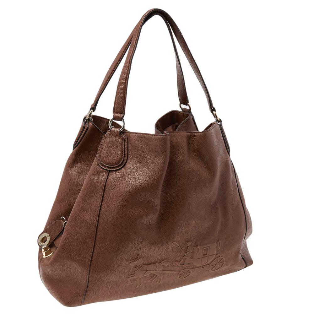 Coach Brown Leather Edie Carriage Shoulder Bag In Good Condition In Dubai, Al Qouz 2