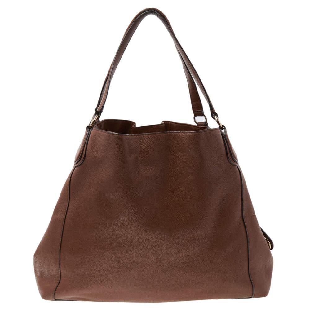 Women's Coach Brown Leather Edie Carriage Shoulder Bag