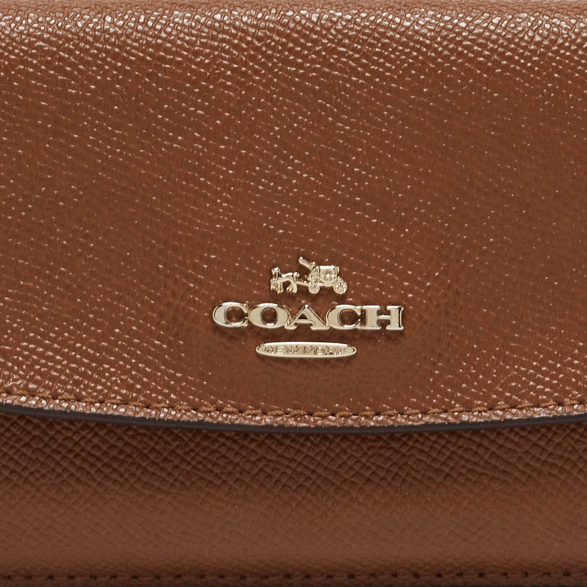 Coach Brown Leather Flap Continental Wallet For Sale 1