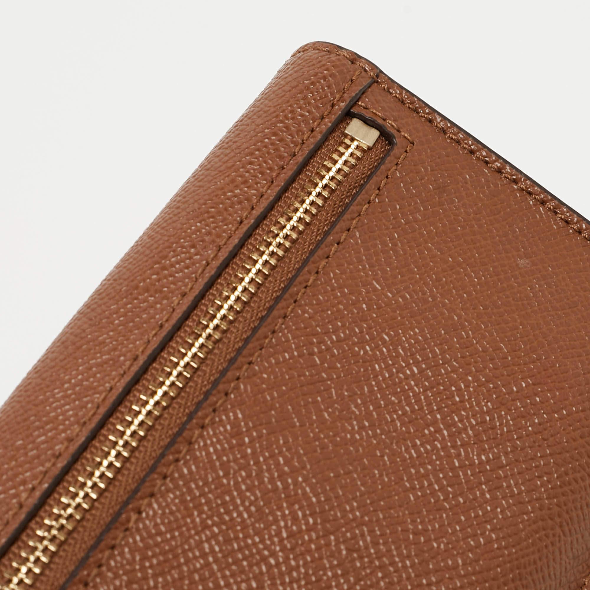 Coach Brown Leather Flap Continental Wallet For Sale 2
